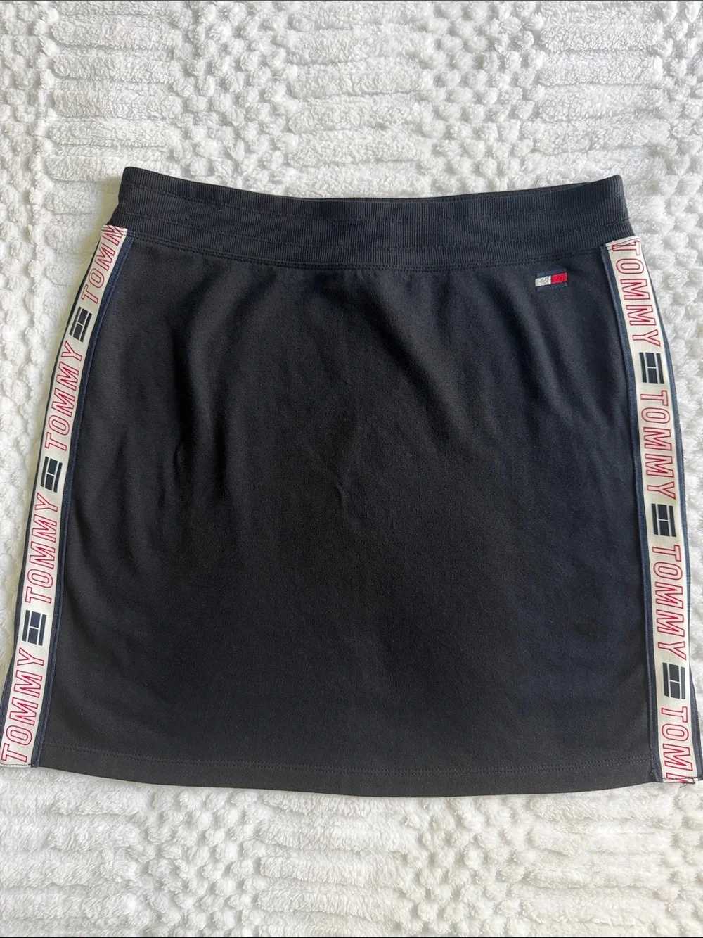 TOMMY HILFIGER Sport Logo Wordmark Skirt Black Sporty Athleisure Women’s Size L